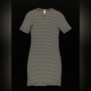 american apparel b&w striped bodycon tee dress
